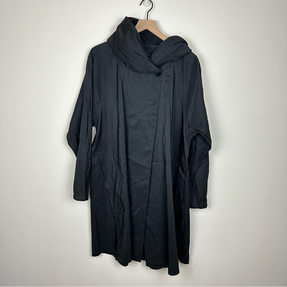 Mycra Pac Donatella Black Polka Dot Reversible Hood Rain Jacket Coat, 1 - S/M